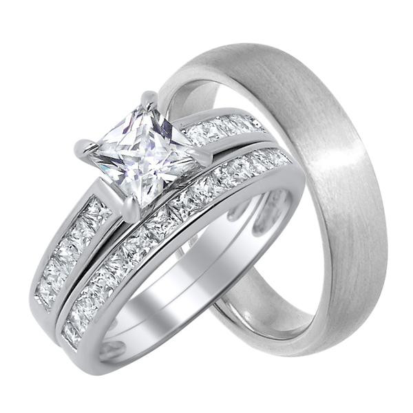 Cheap Trio Wedding Ring Sets
 Matching His Her Trio Wedding Ring Set Looks Real Not