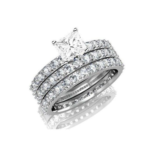 Cheap Trio Wedding Ring Sets
 Huge 3 Carat Trio WeddinG Bridal Set on Closeout Sale