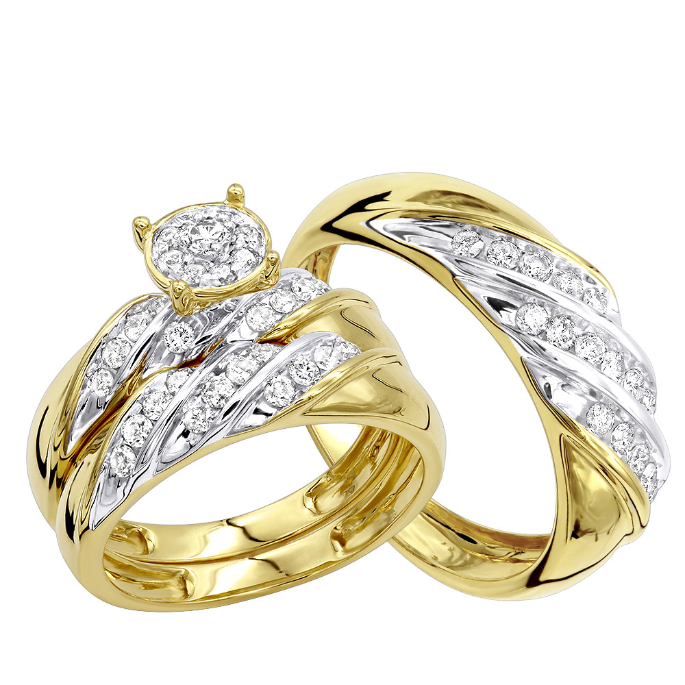 Cheap Trio Wedding Ring Sets
 Affordable 10K Gold Diamond Engagement Ring Wedding Band