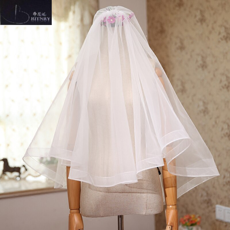 Cheap Wedding Veils
 BRITNRY Simple Tulle Wedding Veil With b Two Layer