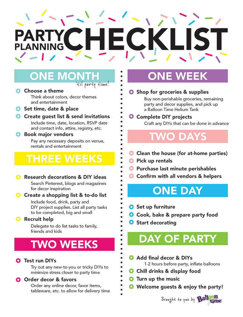 Checklist For Birthday Party
 26 Life easing Birthday Party Checklists