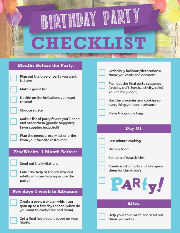 Checklist For Birthday Party
 4 Out of This World Birthday Party Ideas
