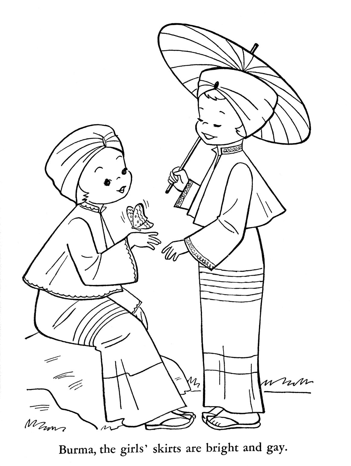 Child Coloring Page
 Children of Other Lands 1954 — Japan China India Burma