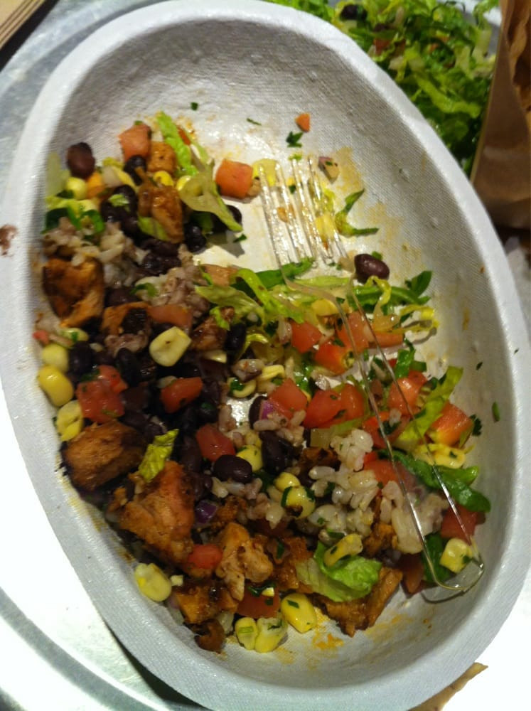 Chipotle Mexican Grill Brown Rice
 Chicken bowl with brown rice corn salsa beans and lettuce