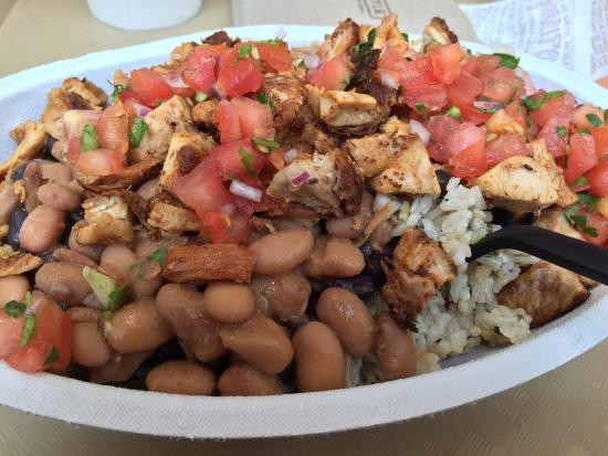 Chipotle Mexican Grill Brown Rice
 Bowl with Chicken Pinto beans Brown rice Mild Salsa