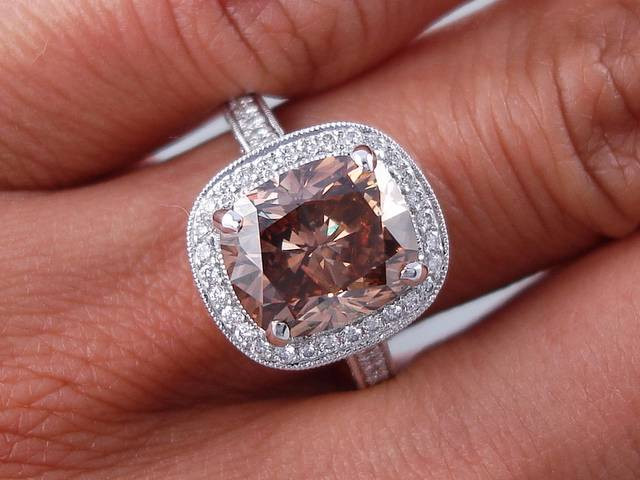 Chocolate Diamond Engagement Ring
 4 65 CARATS TW CUSHION CUT DIAMOND ENGAGEMENT RING NATURAL