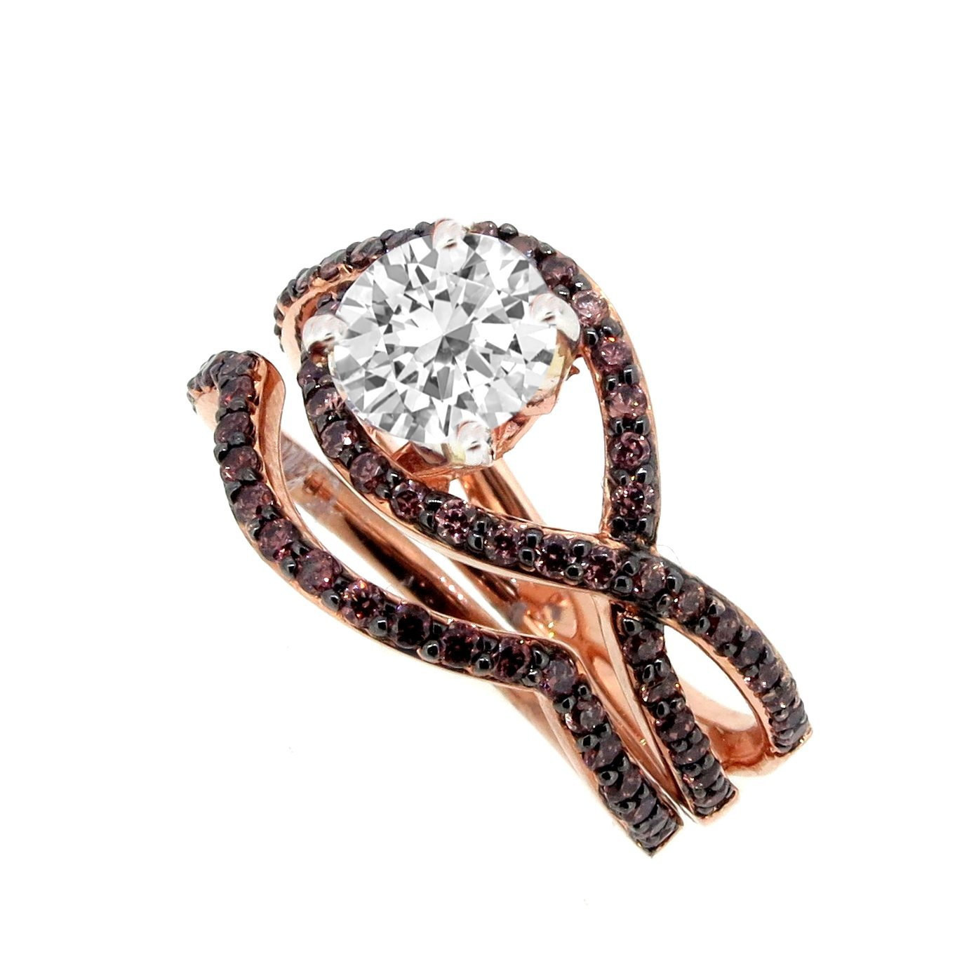 Chocolate Diamond Engagement Ring
 Unique Infinity Chocolate Brown Diamond Engagement and