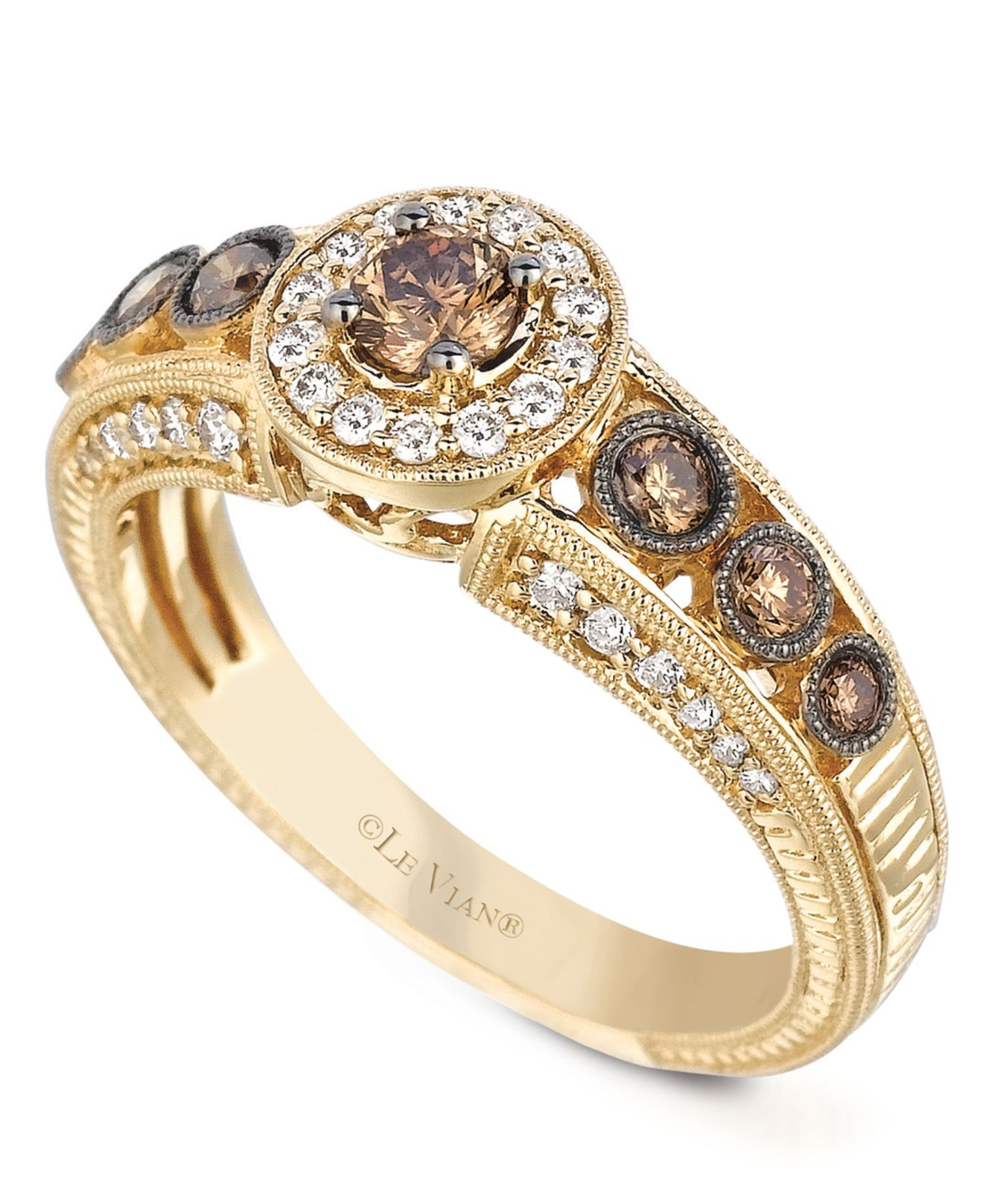 Chocolate Diamond Engagement Ring
 Le vian White And Chocolate Diamond Engagement Ring 7 8