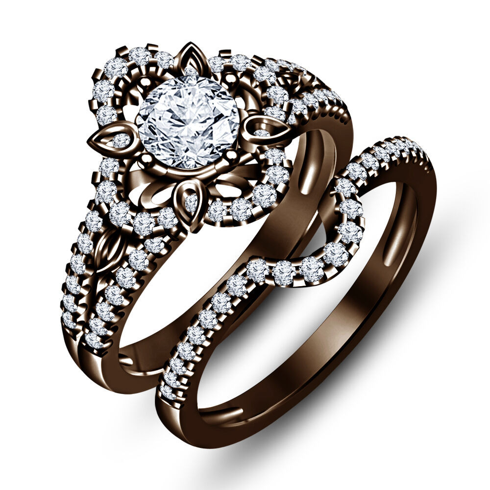 Chocolate Diamond Engagement Ring
 1 1 2 Ct Simulated Diamond Chocolate Color 925 Silver
