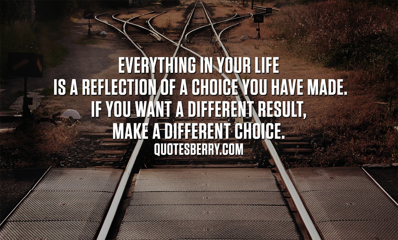 Choice In Life Quotes
 Everything in your life is a reflection of a choice