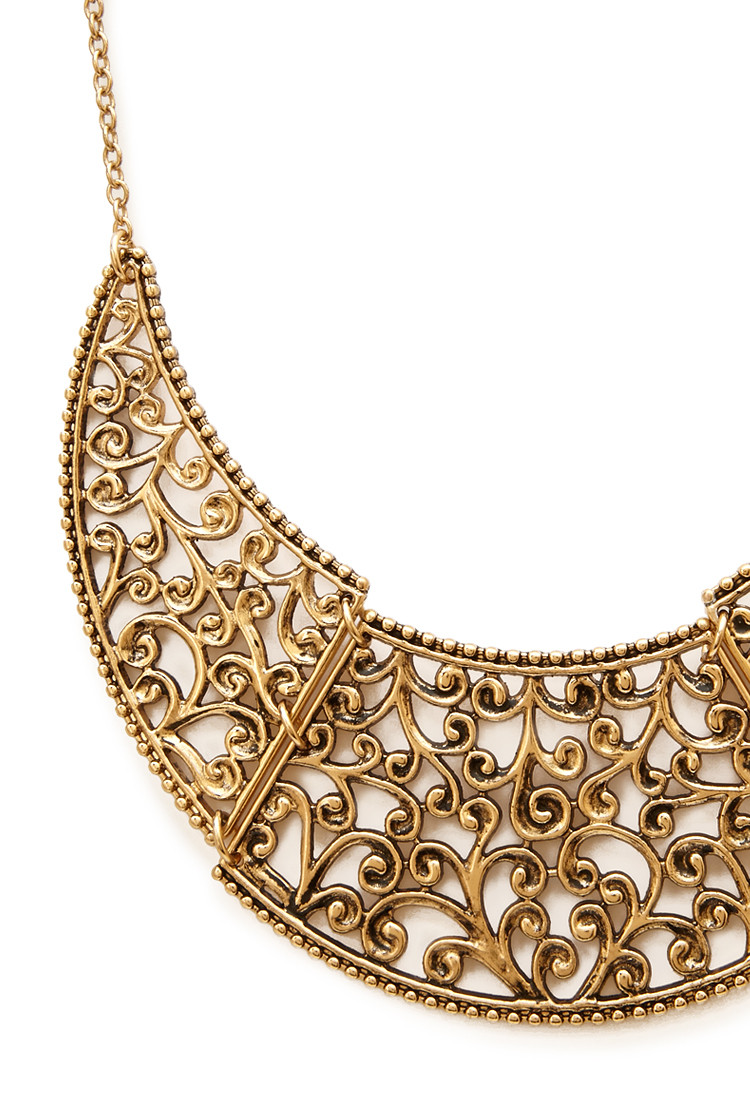 Choker Necklace Forever 21
 Forever 21 Filigree Bib Necklace in Metallic