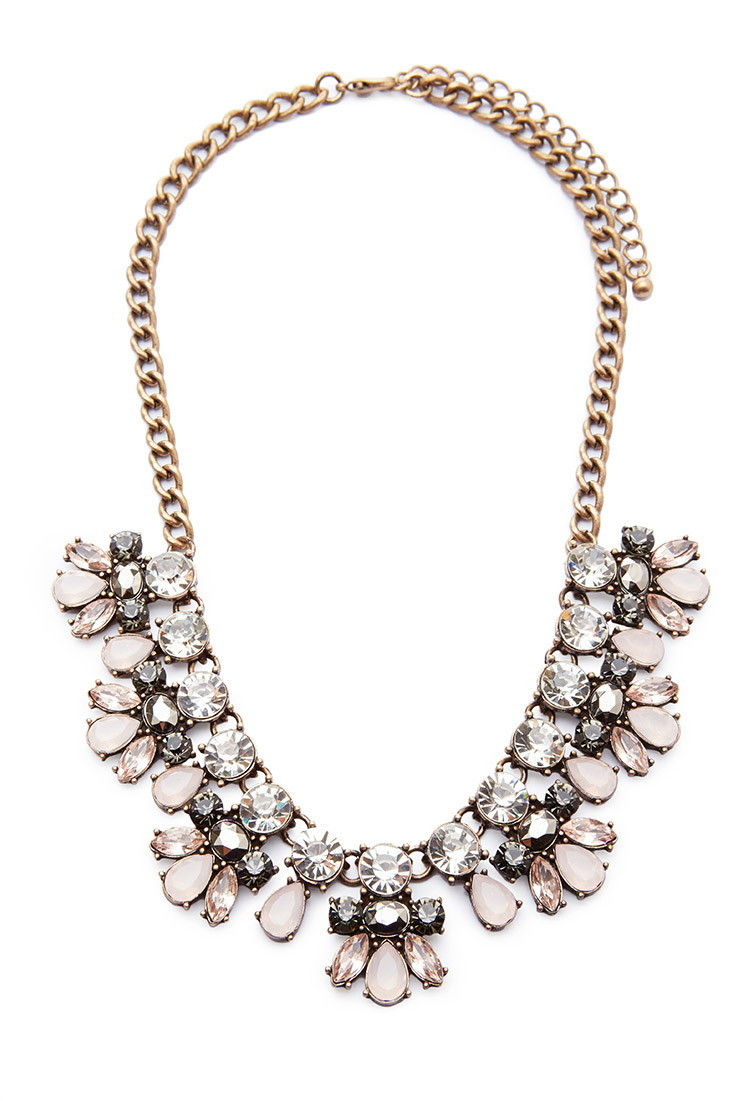 Choker Necklace Forever 21
 Lyst Forever 21 Faux Gemstone Statement Necklace in Metallic