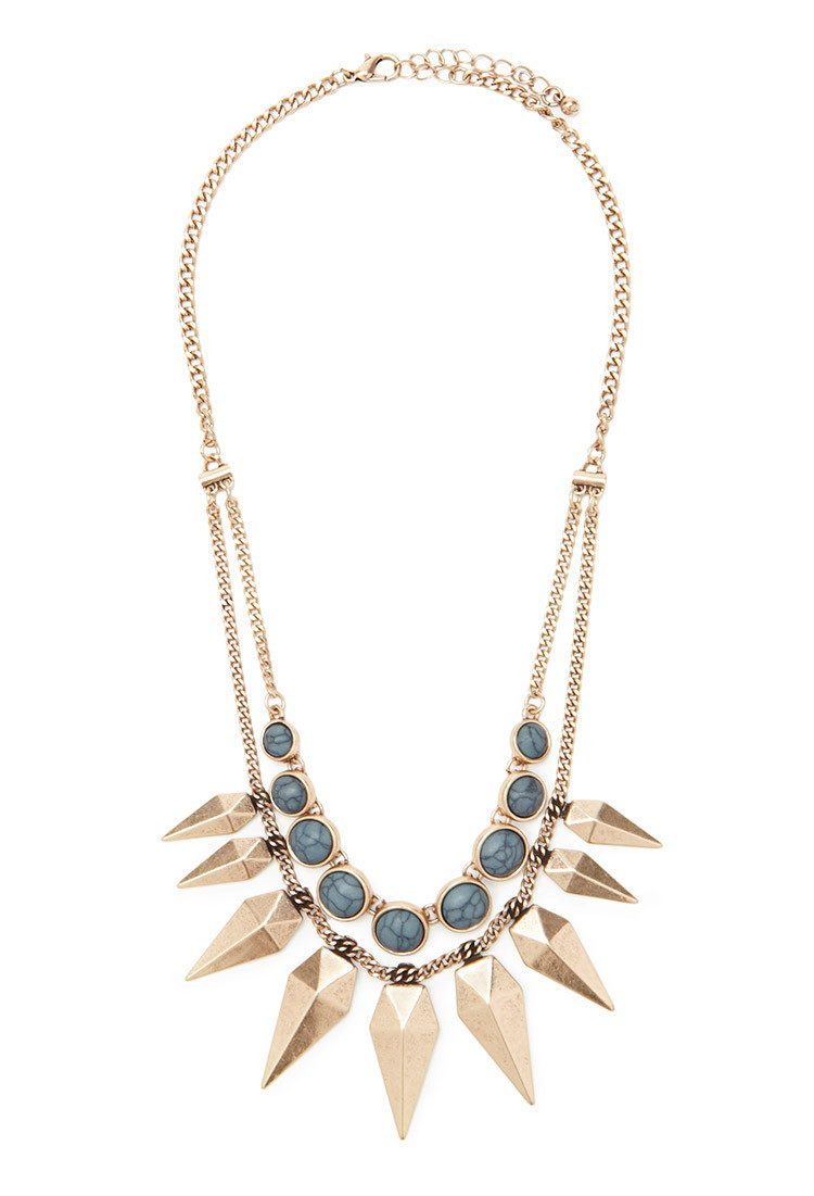 Choker Necklace Forever 21
 Lyst Forever 21 Spike Layered Statement Necklace in Metallic