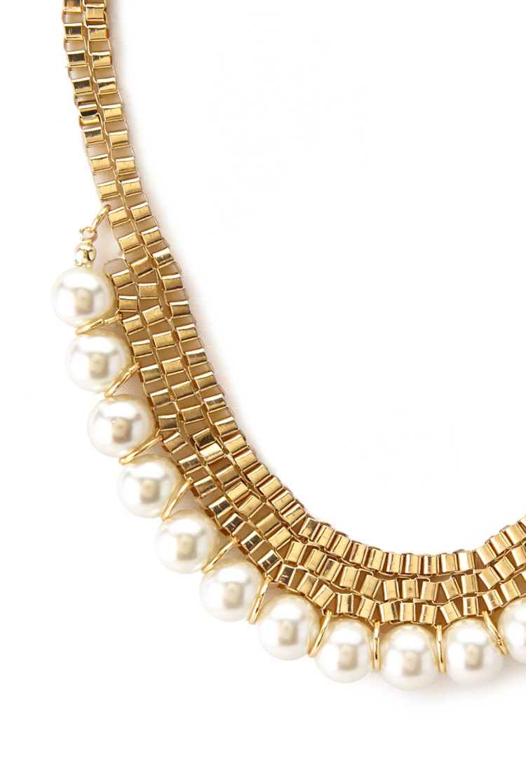 Choker Necklace Forever 21
 Forever 21 Faux Pearl Choker Necklace in Metallic