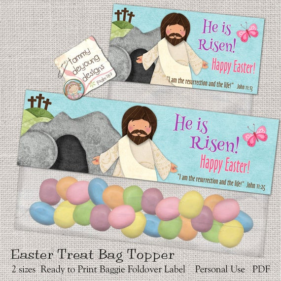 Christian Easter Party Ideas For Kids
 Christian Easter Treat Bag Toppers Printable He Is Risen