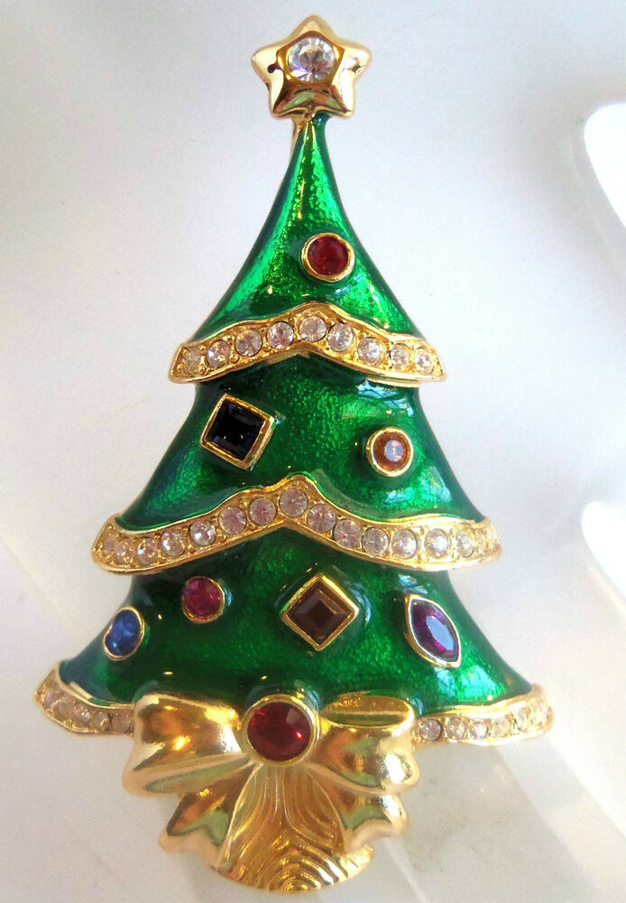 Christmas Brooches
 Franklin Mint KJL Jewels of Christmas Swarovski Christmas