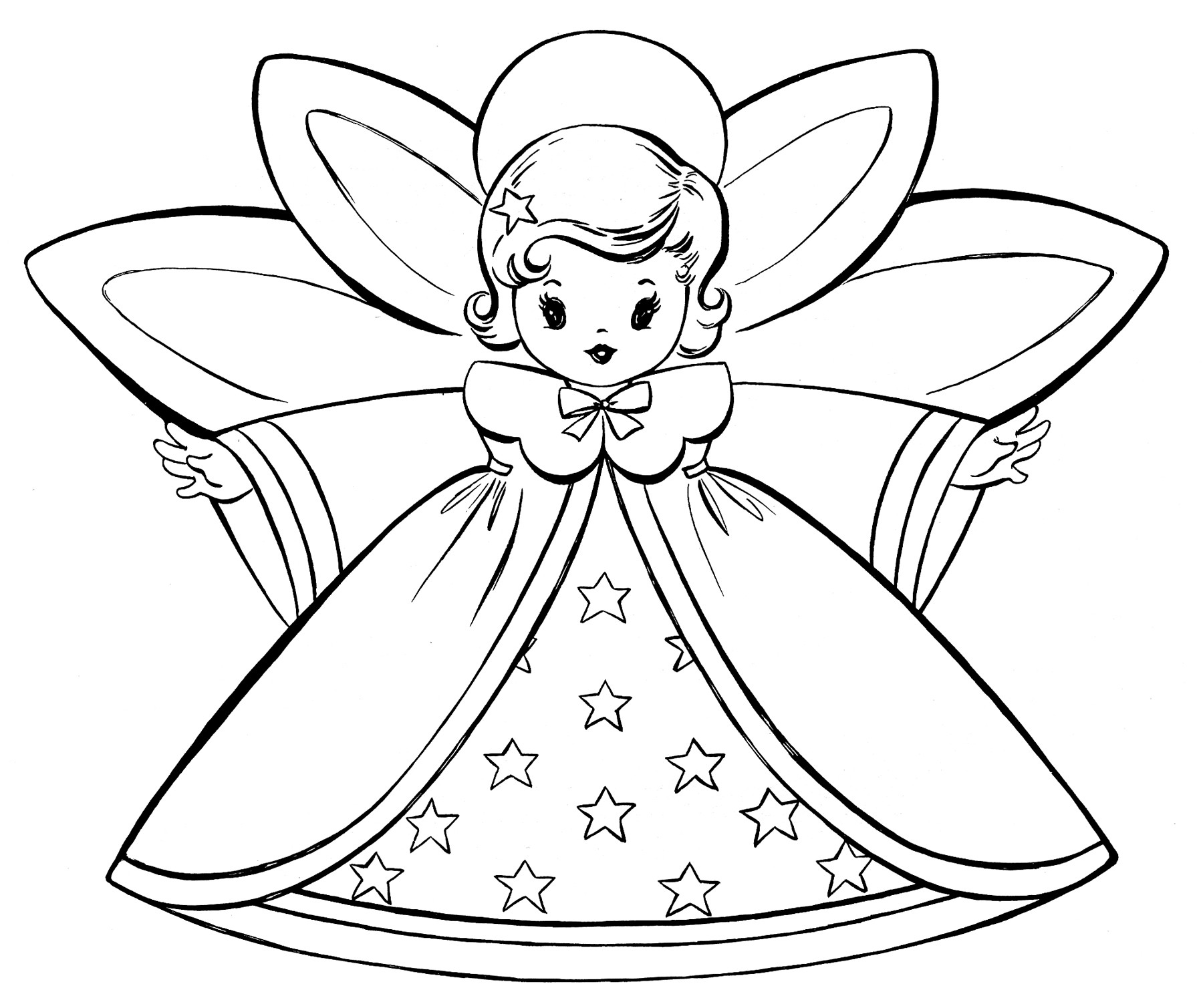 Christmas Coloring Pages Printable
 Free Christmas Coloring Pages Retro Angels The