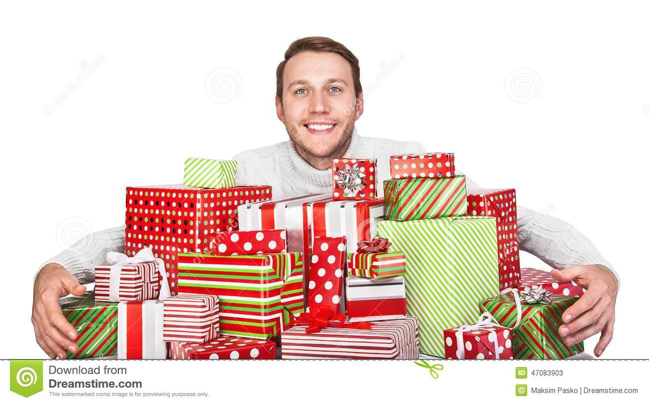 Christmas Gift Ideas For Young Men
 Young Man With Gifts Stock Image