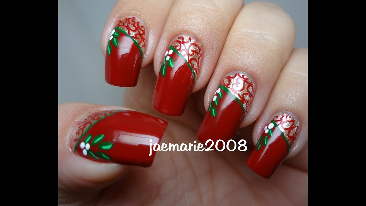 Christmas Nail Designs Pictures
 Vintage Mistletoe Christmas Nail Design