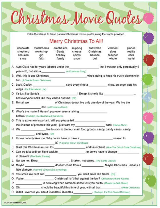 Christmas Party Game Ideas For Work
 Christmas Movie Quotes game Stu Min