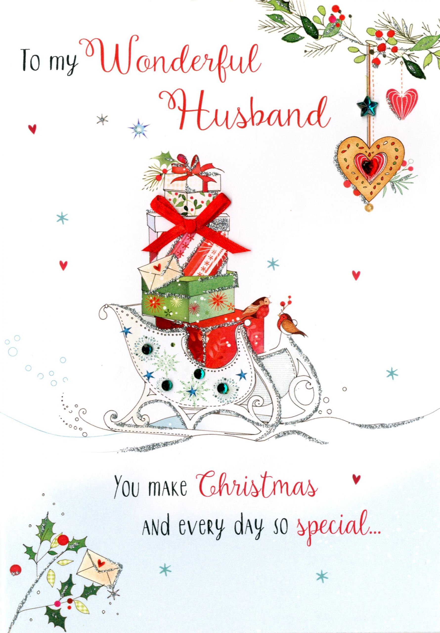 Christmas Quotes For Husbands
 Wonderful Husband Embellished Christmas Card
