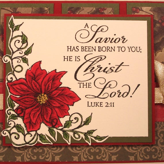 Christmas Quotes From The Bible
 Religious Christmas Card with Bible Verse and Poinsettia
