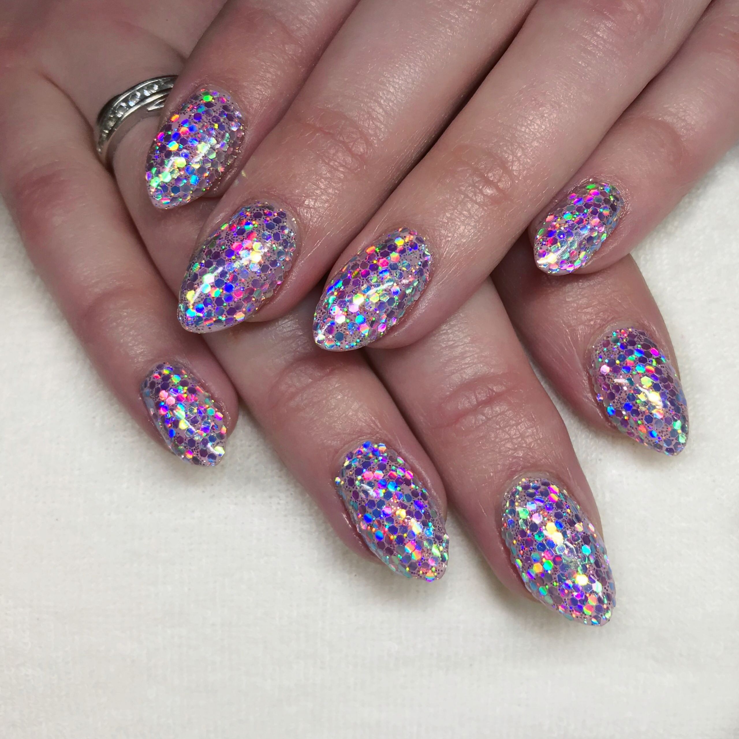 Chunky Glitter Nails
 Lecenté Pearl Chunky Glitter nails by Jenny Nagorski with