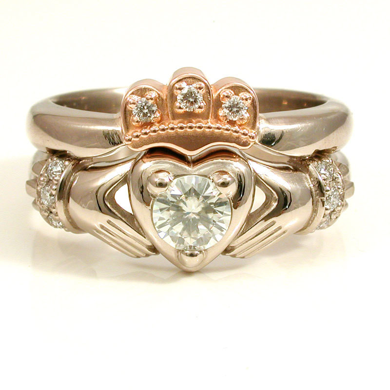 Claddagh Wedding Ring Sets
 Stacking Claddagh Engagment Wedding ring set by