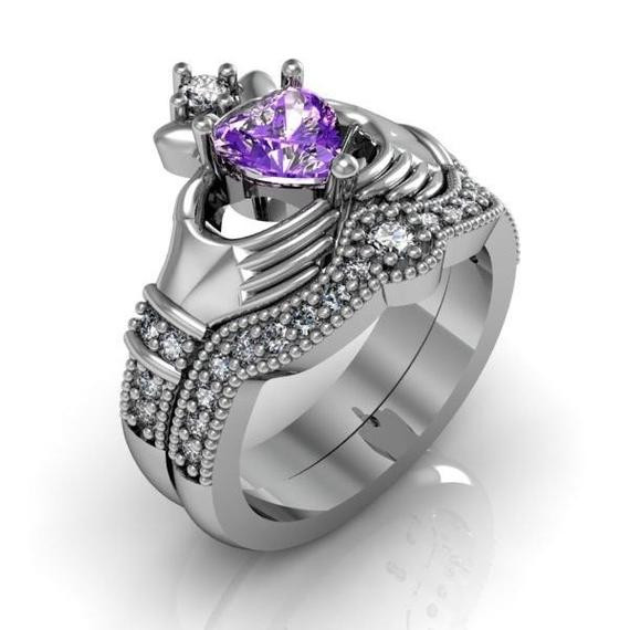 Claddagh Wedding Ring Sets
 Claddagh Ring Sterling Silver Amethyst Love by