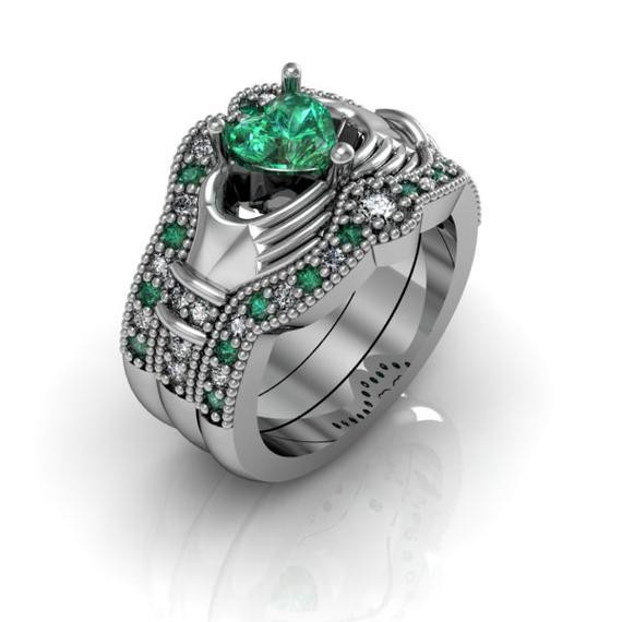 Claddagh Wedding Ring Sets
 Claddagh Wedding Ring Sterling Silver by Majesticjewelry99