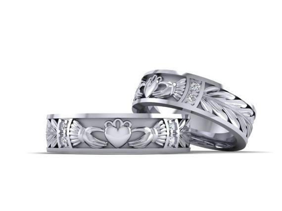 Claddagh Wedding Ring Sets
 Claddagh ring his and hers wedding rings set gold diamond 14k