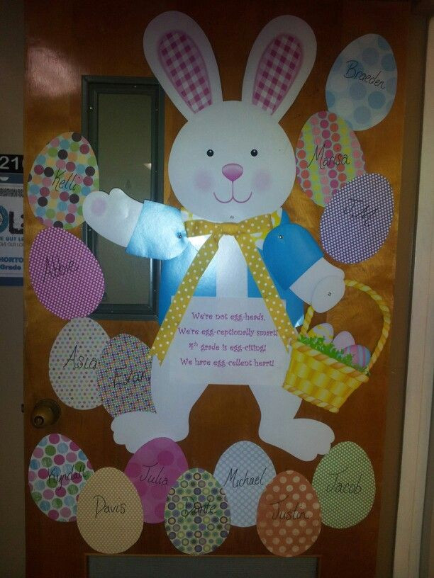 Classroom Easter Party Ideas
 My April classroom door I printed off an egg template