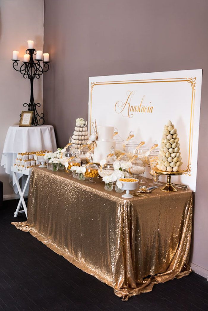 Classy Birthday Decorations
 Elegant Gold White Baptism Party