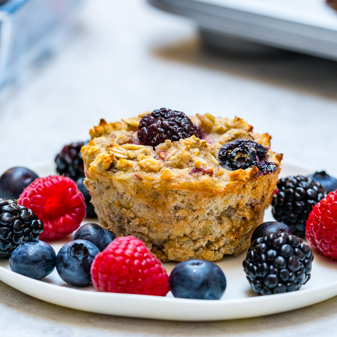Clean Eating Breakfast Muffins
 new Triple Berry Oatmeal Muffins for Clean Eating