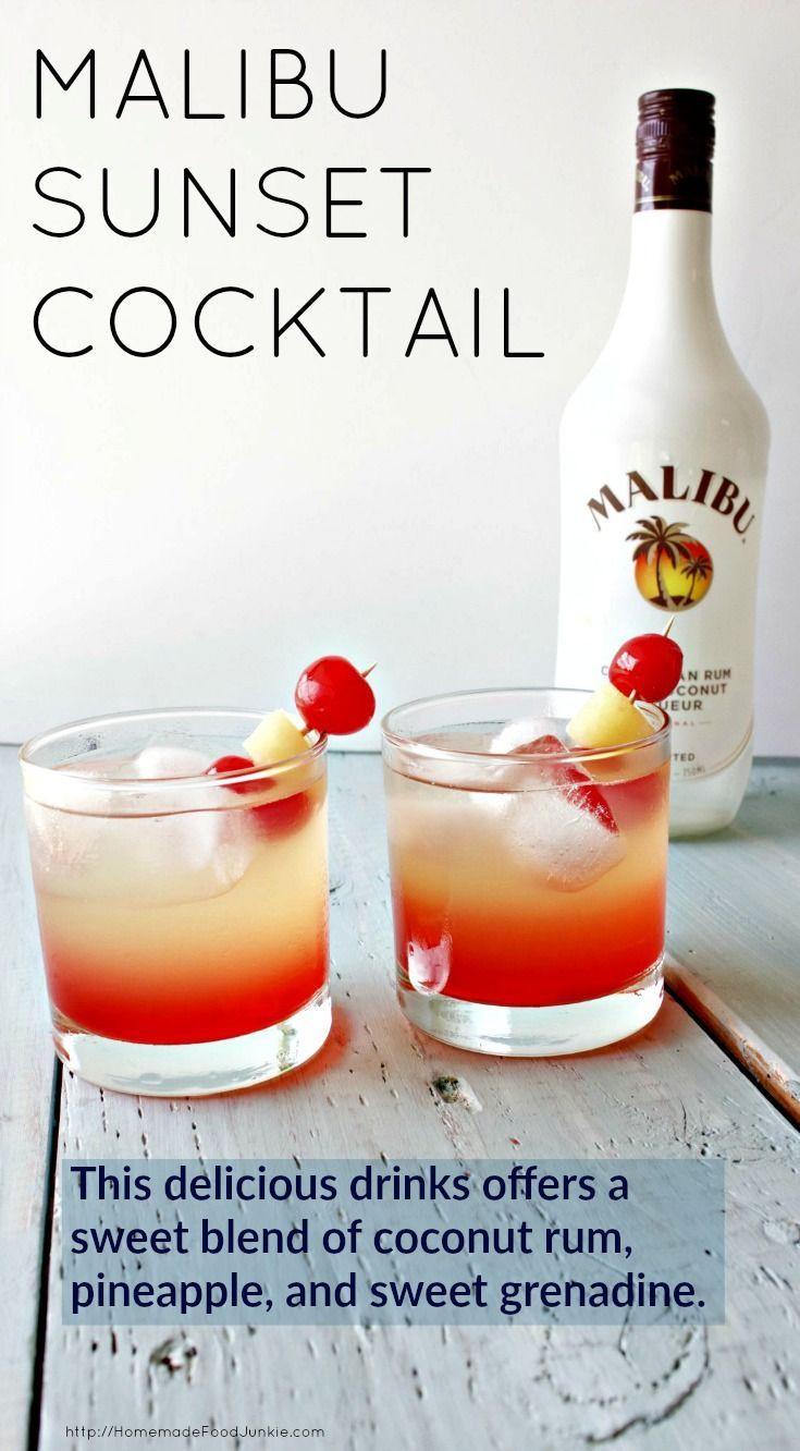 Coconut Rum Recipes Cocktails
 Malibu Sunset Cocktail This delicious drink recipe offers