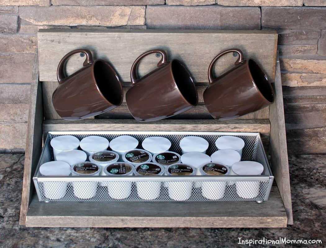 Coffee Mug Rack DIY
 DIY Mug Rack with K Cup Storage