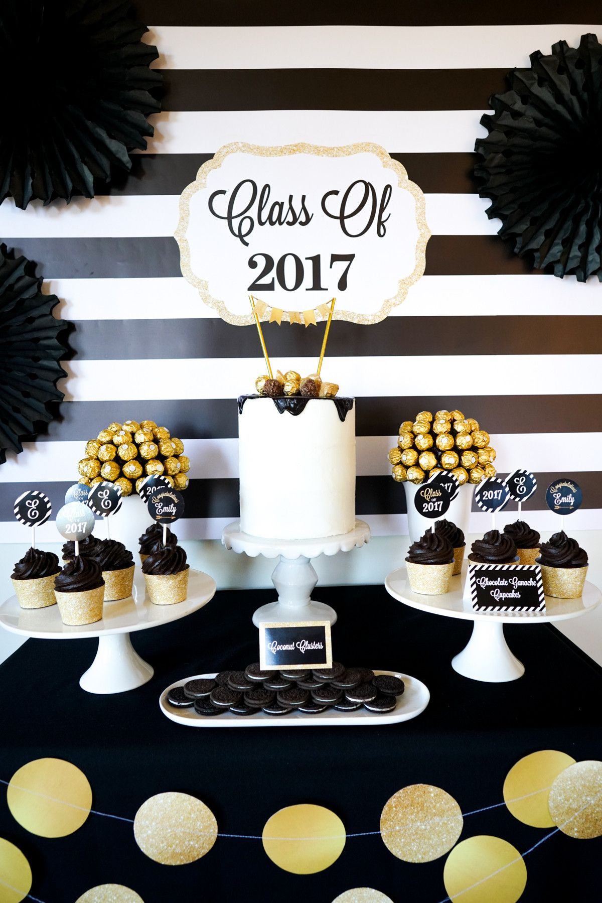 College Graduation Ideas For Party
 CREATE THIS BEAUTIFUL BOLD BLACK AND GOLD GRADUATION SET