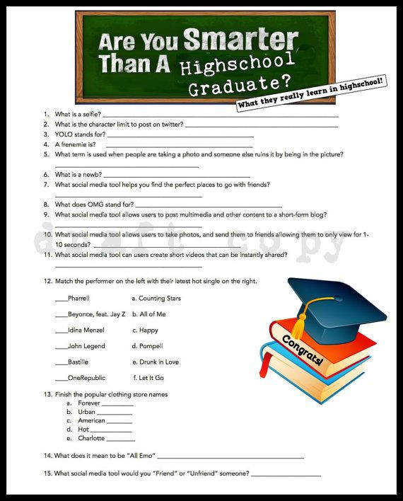 College Graduation Party Game Ideas
 Graduation Party Game Are you smarter than a by