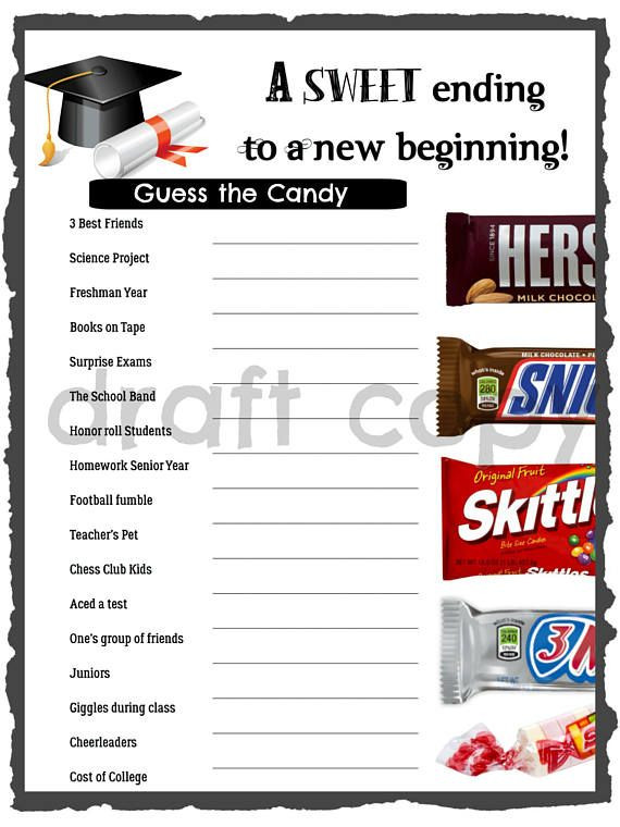 College Graduation Party Game Ideas
 Graduation Party Game Guess the Candy Instant Download