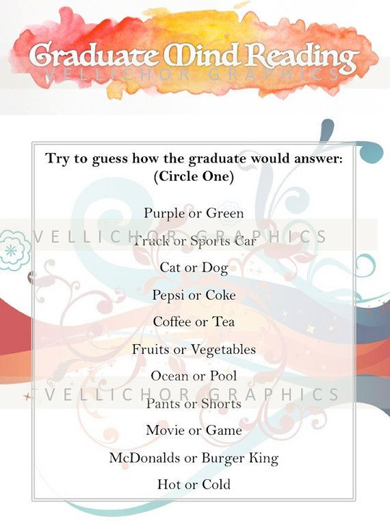 College Graduation Party Game Ideas
 Printable Graduation Games Graduate Mind Reading grad