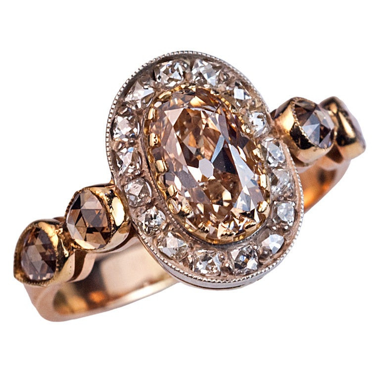 Colored Diamond Engagement Rings
 Antique Fancy Colored Diamond Engagement Ring at 1stdibs
