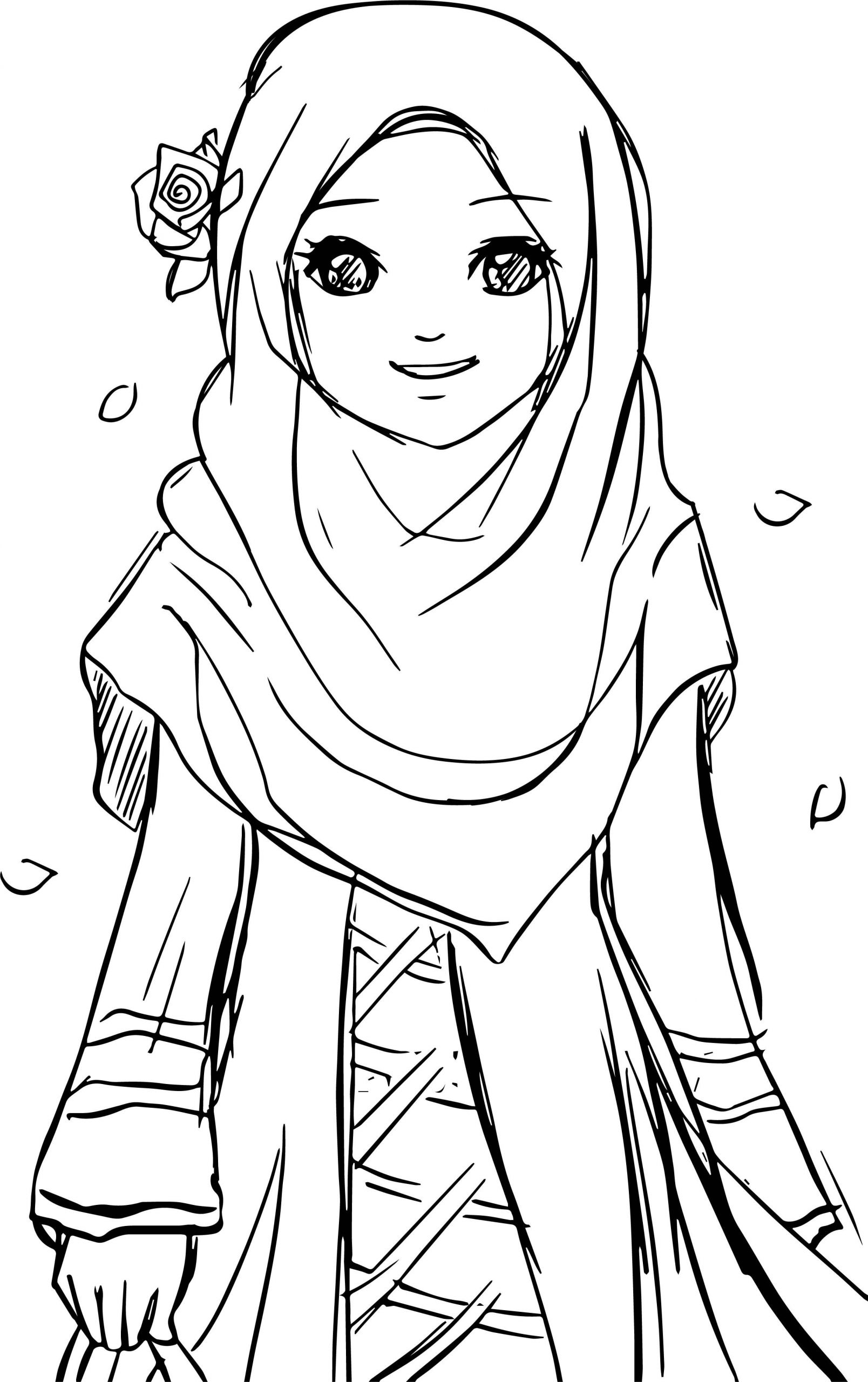 Coloring Book For Girls
 cool Islamic Muslim Wears Hijab Girl Coloring Pages