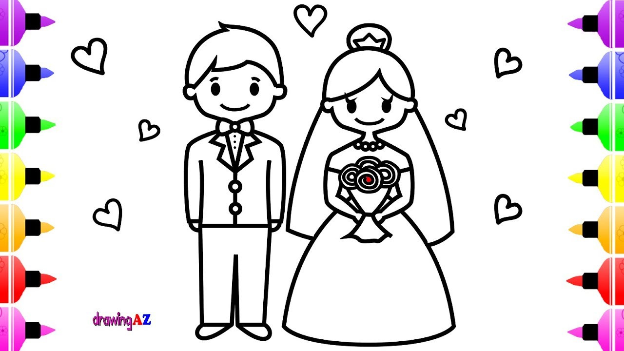Coloring Book For Kids
 Wedding Bride and Groom Coloring Page