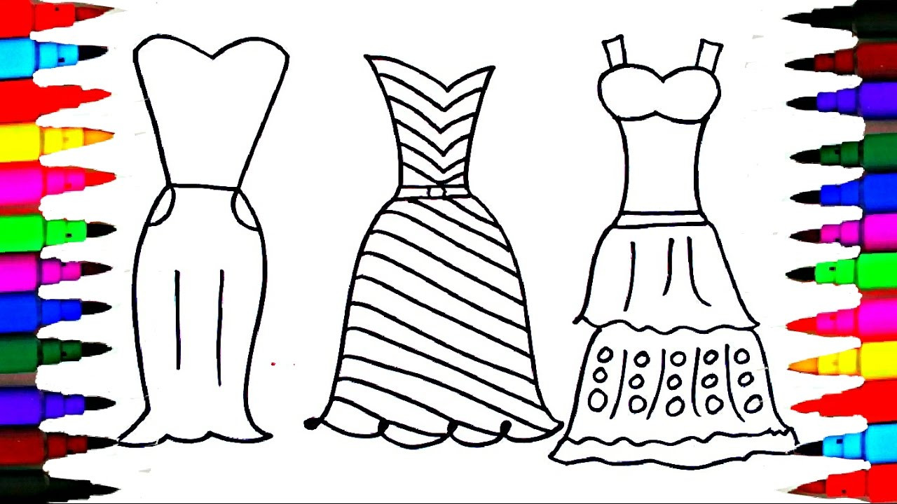 Coloring Book Pages Girls
 Coloring Pages Dresses For Girls l Polkadots Drawing Pages
