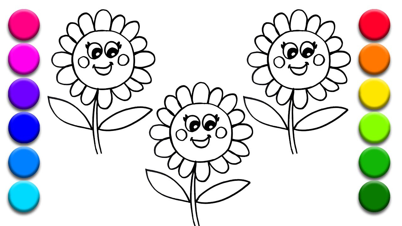 Coloring Flowers For Kids
 Coloring 3 Flowers Learning Colors for Kids with Coloring