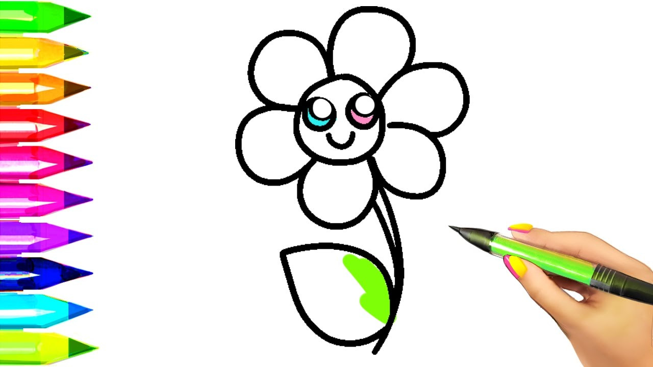 Coloring Flowers For Kids
 Simple Flower Coloring Pages for Kids