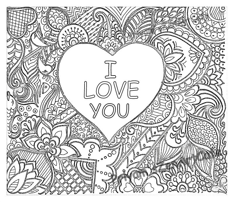 Coloring Pages For Adults Easy
 easy coloring page romantic t I love you art love