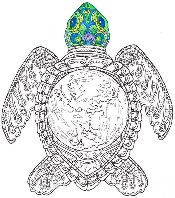 Coloring Pages For Adults Free Printable
 Adult Coloring Page World Turtle Printable coloring page