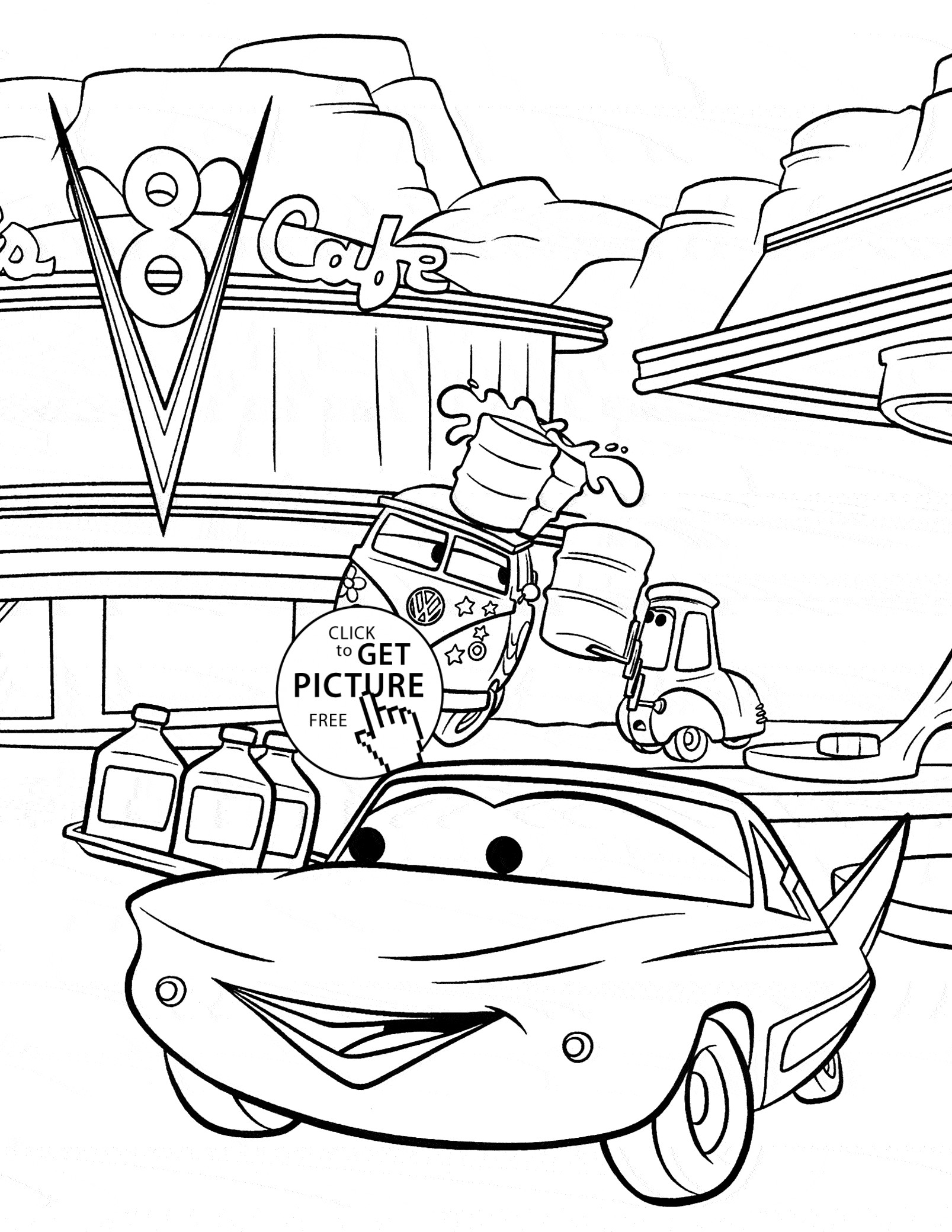 Coloring Pages For Boys Cars
 Cars cafe 8 coloring page for kids disney coloring pages