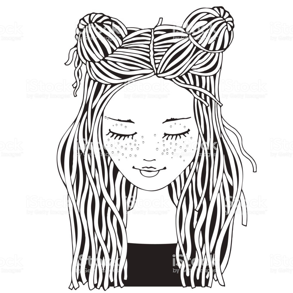 Coloring Pages For Girls Cute
 Cute Girl Coloring Book Page For Adult And Children Black